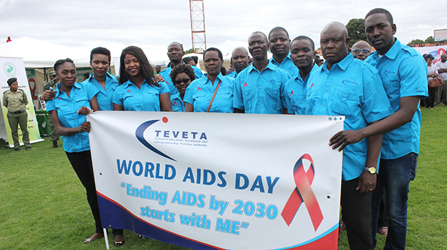 Group of marchers on World AIDS Day