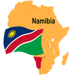 Map of Africa highlighting Namibia